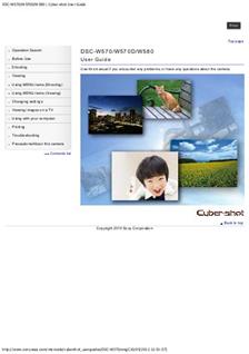 Sony Cyber-shot W570 manual. Camera Instructions.